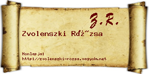 Zvolenszki Rózsa névjegykártya